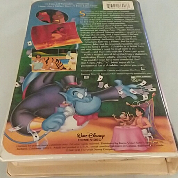 Walt Disney CLASSIC Aladdin Movie VHS 1662) - Picture 8 of 8